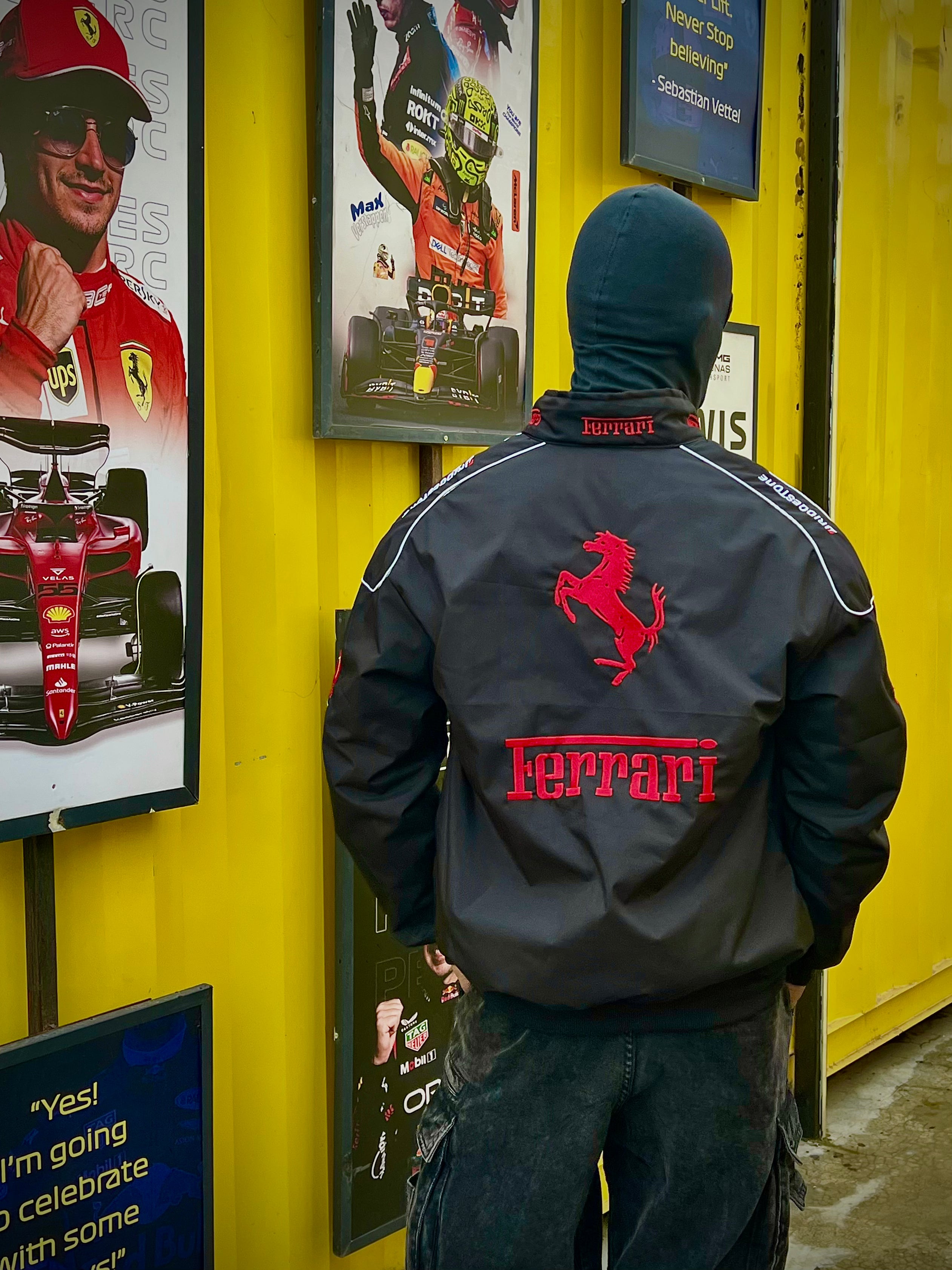 Ferrari Racing Jacket – Parachute Fabric with Premium Embroidered Logo | Streetwear Edition - Streetwear Clothings
