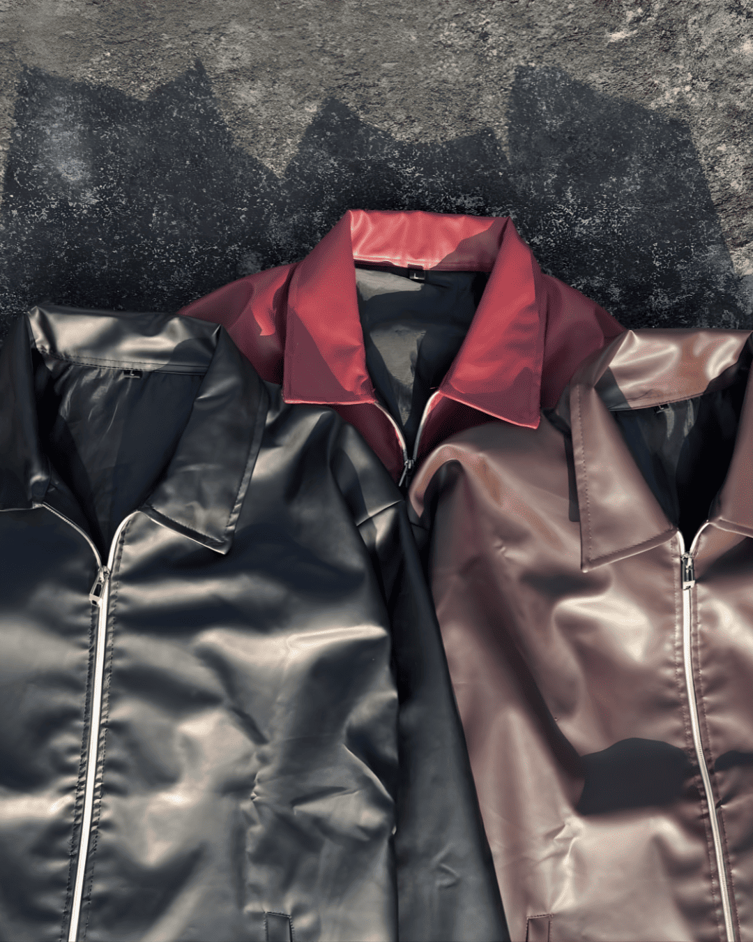 Premium faux leather jacket for men, black brown red colors with stylish everyday look