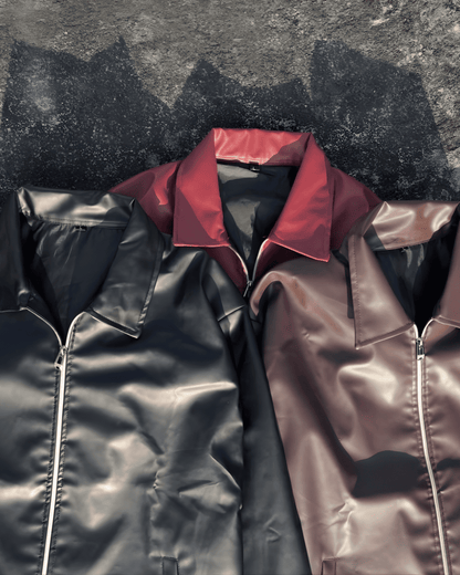 Premium faux leather jacket for men, black brown red colors with stylish everyday look
