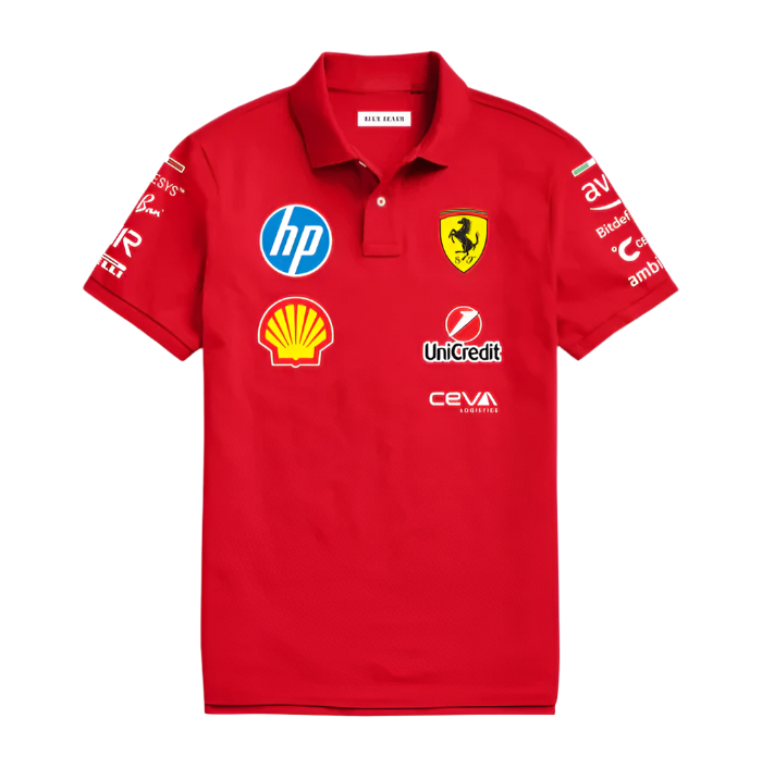F1 inspired polo shirt for men red color streetwear style