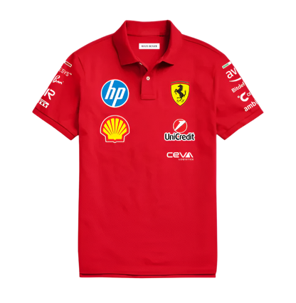 F1 inspired polo shirt for men red color streetwear style