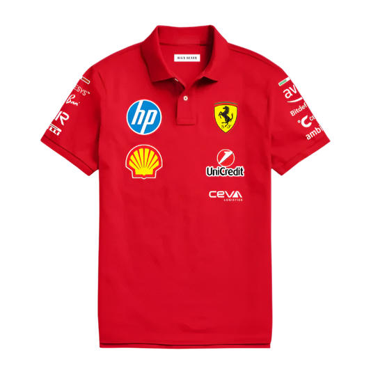 F1 inspired polo shirt for men red color streetwear style