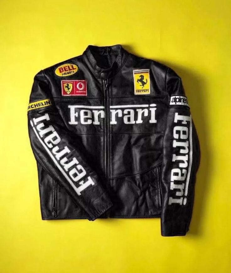 Black Ferrari Faux Leather Racing Jacket – Premium Motorsport Streetwear (Unisex)