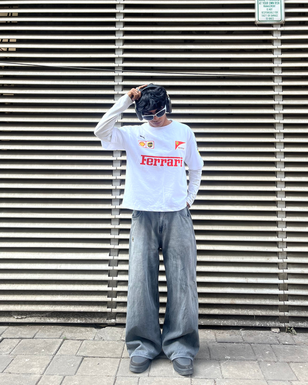 Ferrari inspired white F1 racing t shirt front view premium motorsport streetwear tee