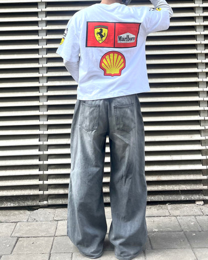Ferrari inspired F1 racing white t shirt back graphic motorsport streetwear design