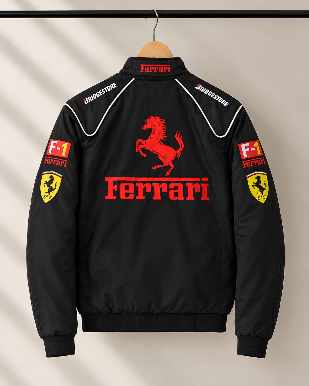 Black Ferrari Jacket Premium Turbo Racer Jacket - F1 Luxury Wear - Streetwear Clothings