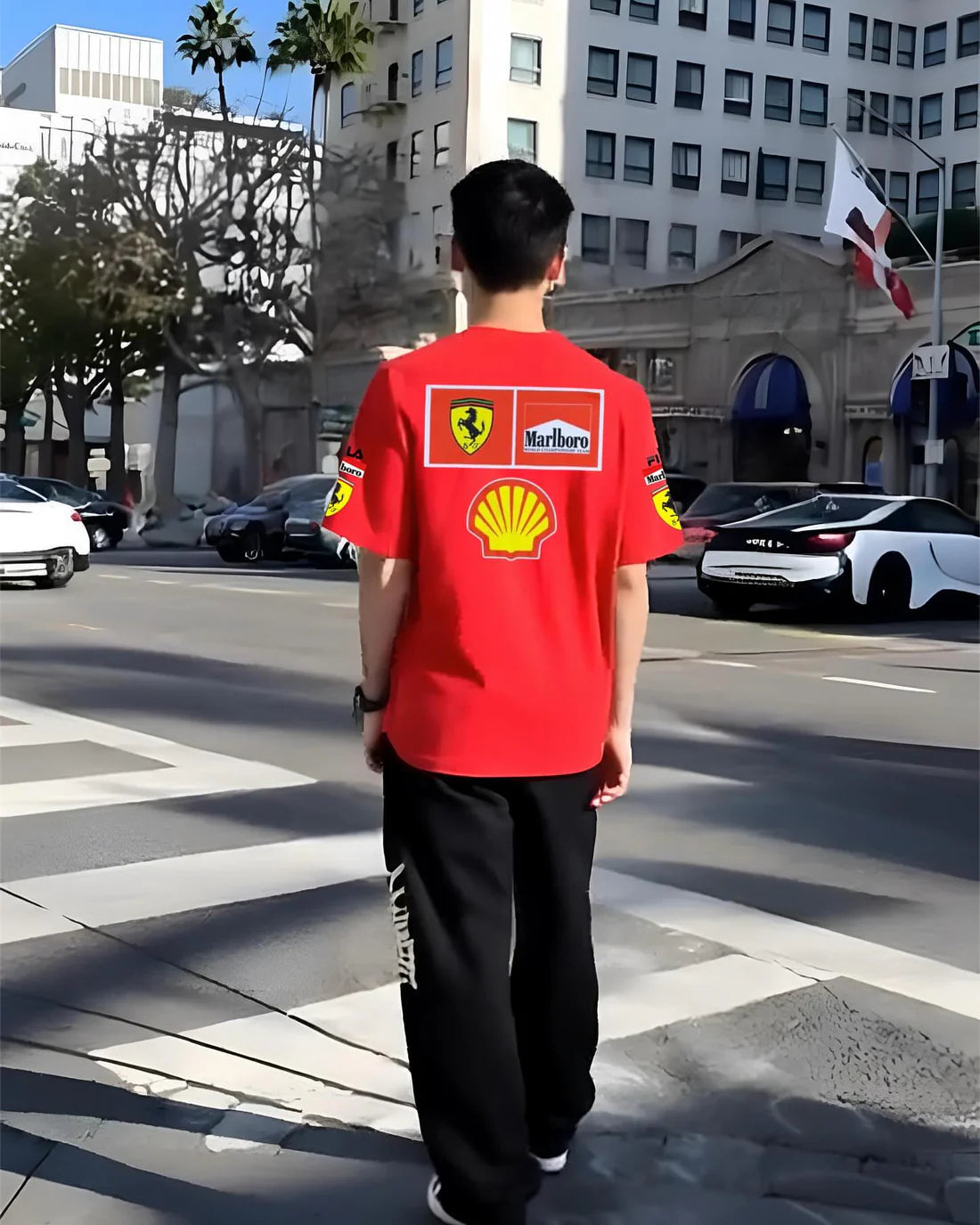 F1 racing theme t-shirt, comfortable casual wear with sporty graphic design and relaxed fit
