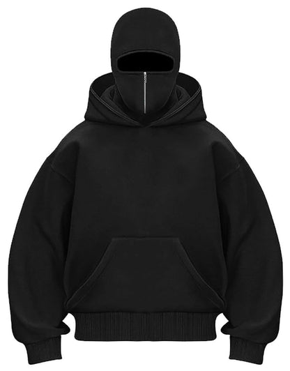 Balaclava Hoodie Black l Unisex Balaclava Hoodie l Streetwear Clothing