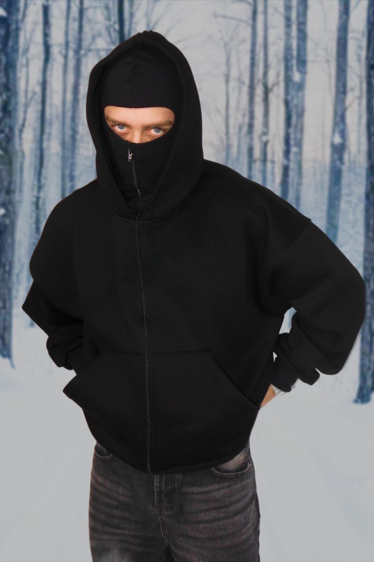 Balaclava Hoodie Black l Unisex Balaclava Hoodie l Streetwear Clothing - Streetwear Clothings