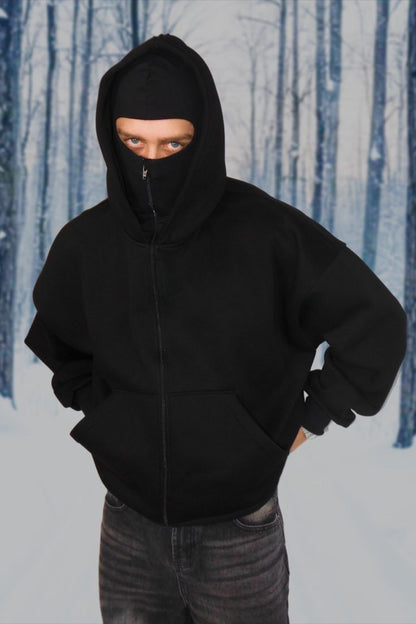 Balaclava Hoodie Black l Unisex Balaclava Hoodie l Streetwear Clothing