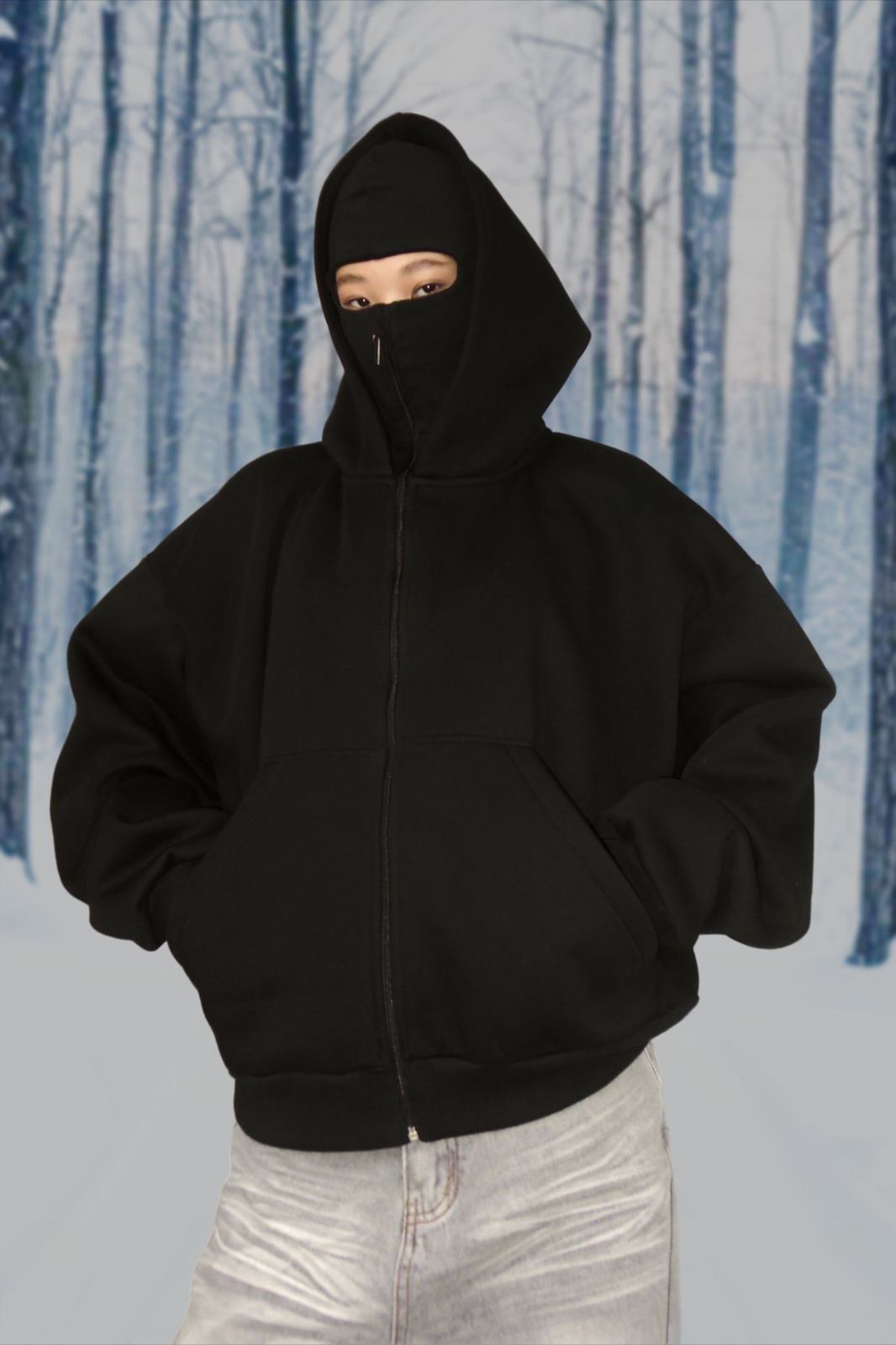 Balaclava Hoodie Black l Unisex Balaclava Hoodie l Streetwear Clothing - Streetwear Clothings