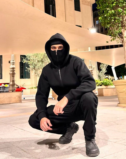 Balaclava Hoodie Black l Unisex Balaclava Hoodie l Streetwear Clothing