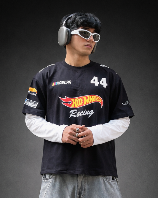 Black Hot Wheels Inspired F1 Racing Graphic T-Shirt