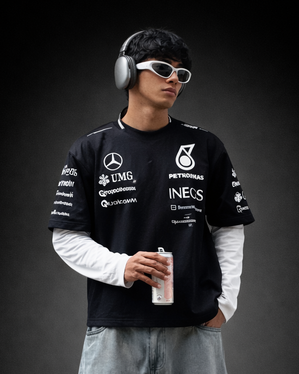 Petronas Inspired Black F1 Racing T-Shirt | Premium Motorsport Streetwear Tee