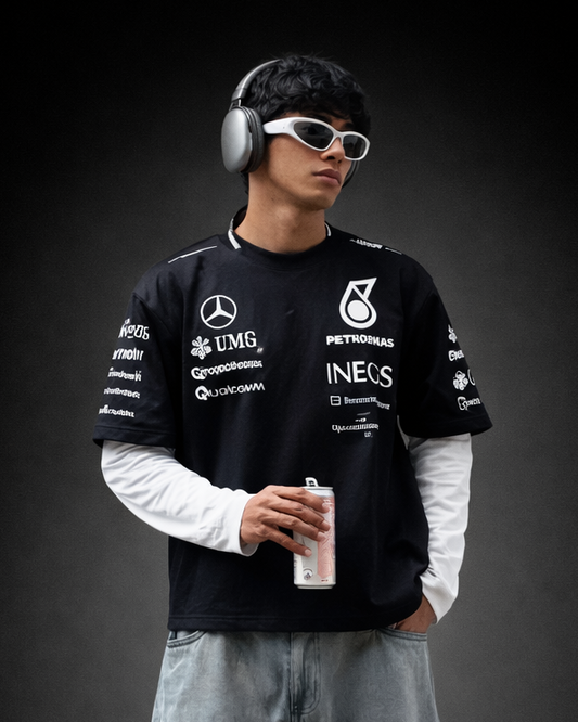 Petronas Inspired Black F1 Racing T-Shirt | Premium Motorsport Streetwear Tee