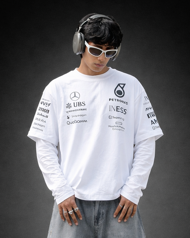F1 Inspired Petronas White Racing Graphic T-Shirt