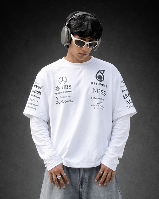 F1 Inspired Petronas White Racing Graphic T-Shirt
