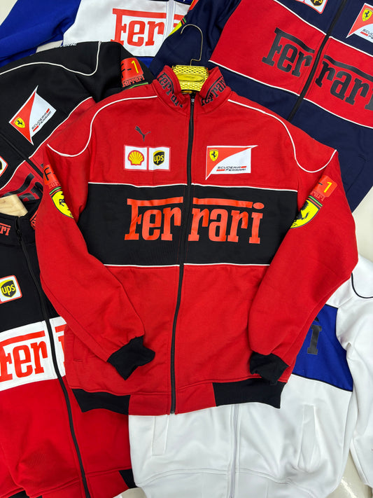 Red - Black Ferrari Racing Jacket l Streetwear Clothing l Unisex Racing Jacket