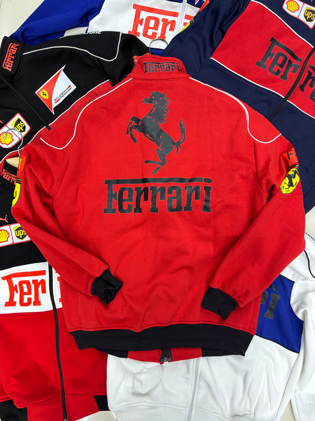 Red - Black Ferrari Racing Jacket l Streetwear Clothing l Unisex Racing Jacket - Streetwear Clothings