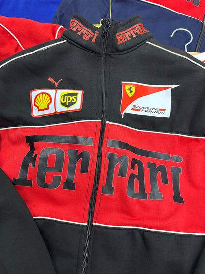 Black Red Ferrari Racing Jacket l Unisex Racing Jacket l Streetwear Clothings