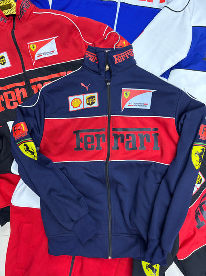 Navy Blue Ferrari Racing Jackets l Unisex Racing Jackets l Streetwear Clothings