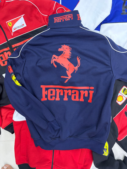 Navy Blue Ferrari Racing Jackets l Unisex Racing Jackets l Streetwear Clothings