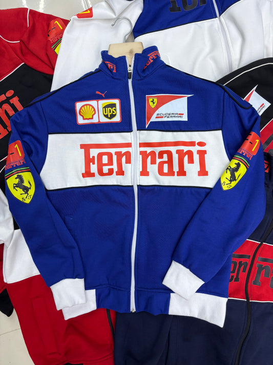 Royal Blue Ferrari Racing Jacket l Unisex Racing Jacket l Streetwear Clothing