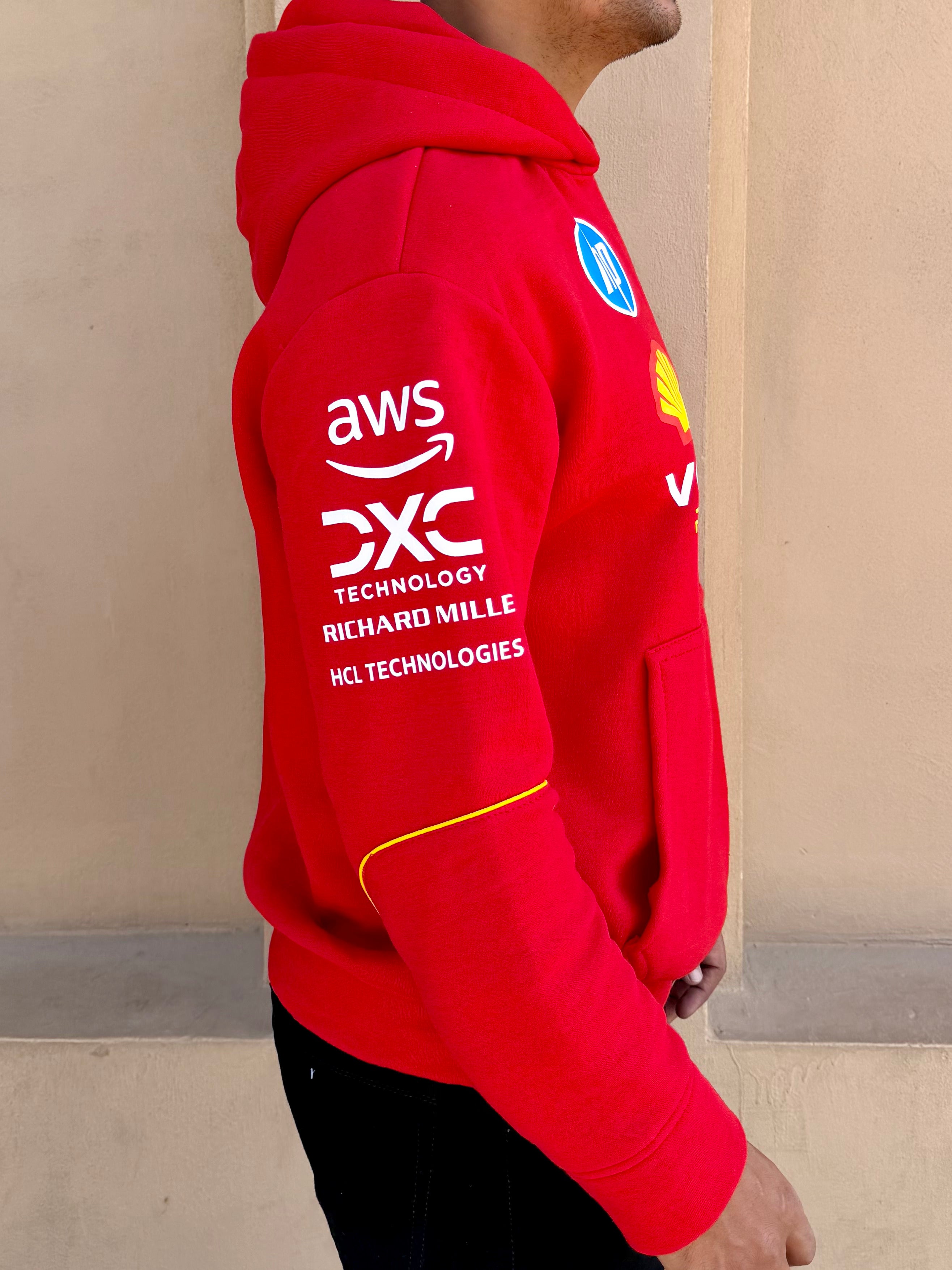 Ferrari Red Cotton Fleece Hoodie – Premium Racing Inspired Streetwear