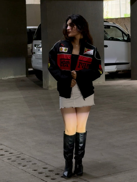 Ferrari Black Embroidered Jacket | Premium Racing Streetwear - Streetwear Clothings