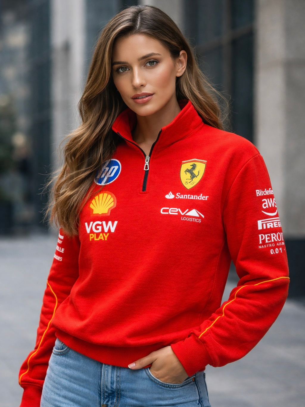 Performance Red Motorsport Sweatshirt – Luxury Cotton Fleece Streetwear