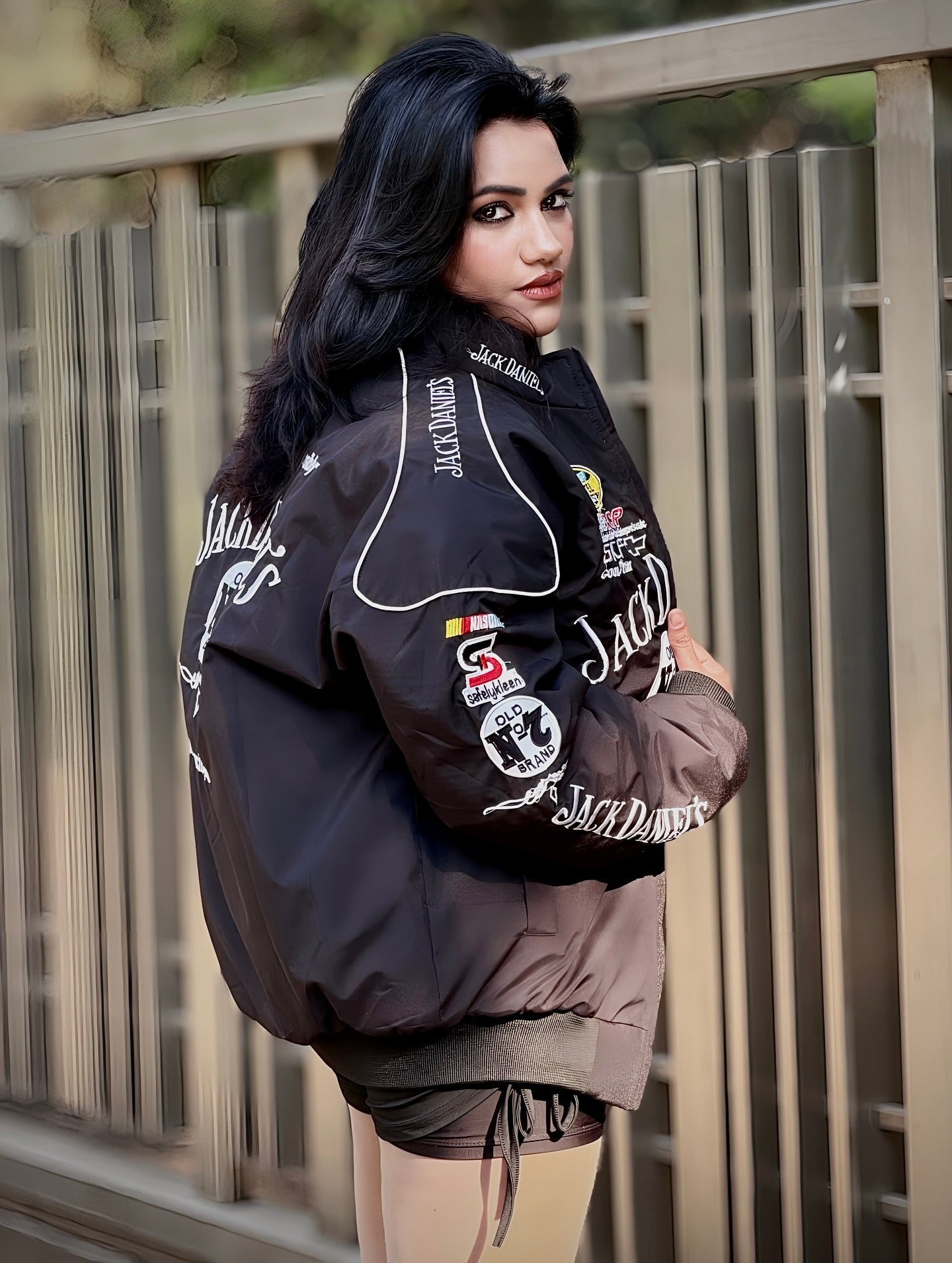 Black Racing Jacket JD  – Parachute Fabric with Embroidered Logo by Streetwear Clothings