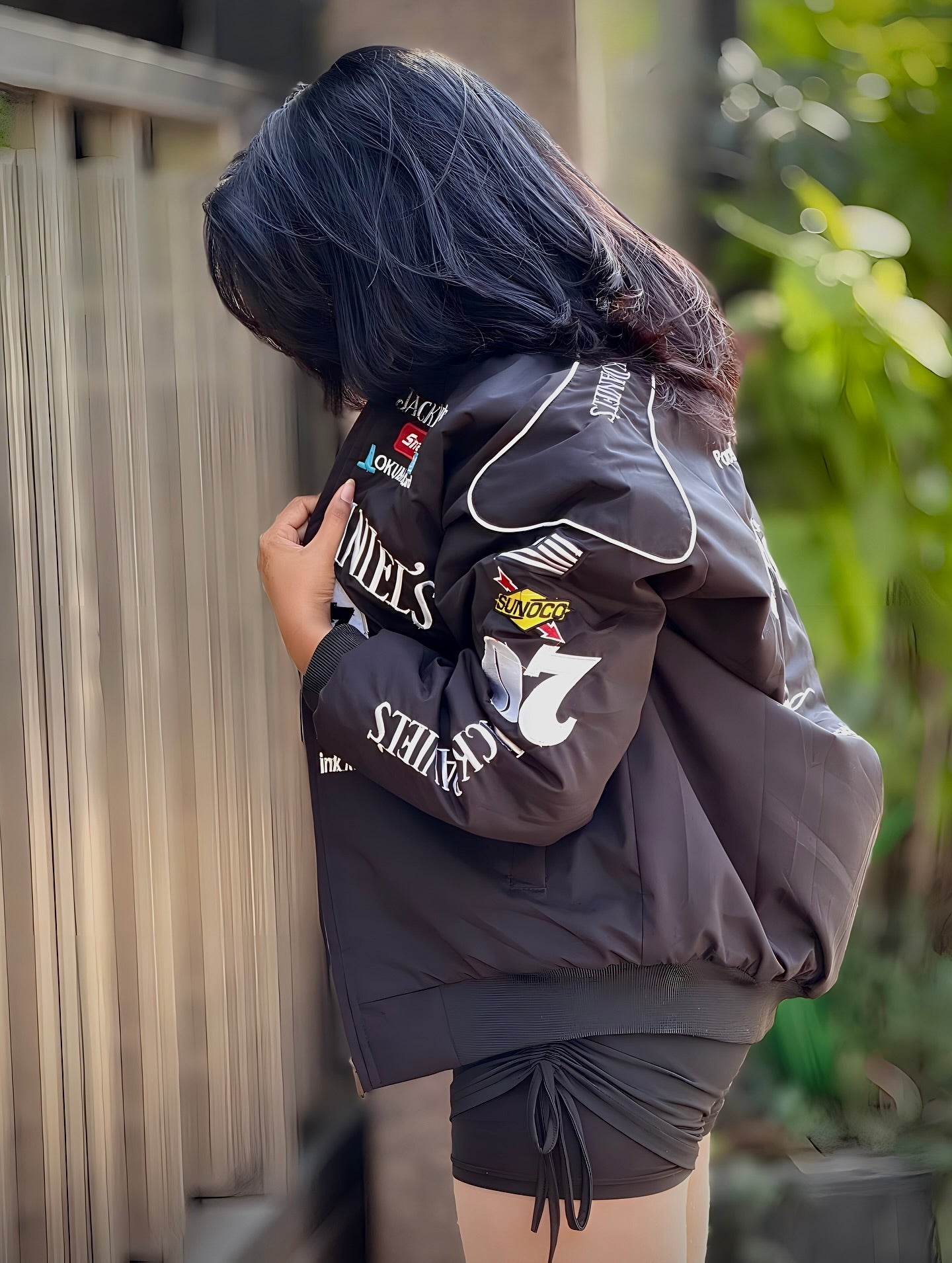 Black Racing Jacket JD  – Parachute Fabric with Embroidered Logo by Streetwear Clothings