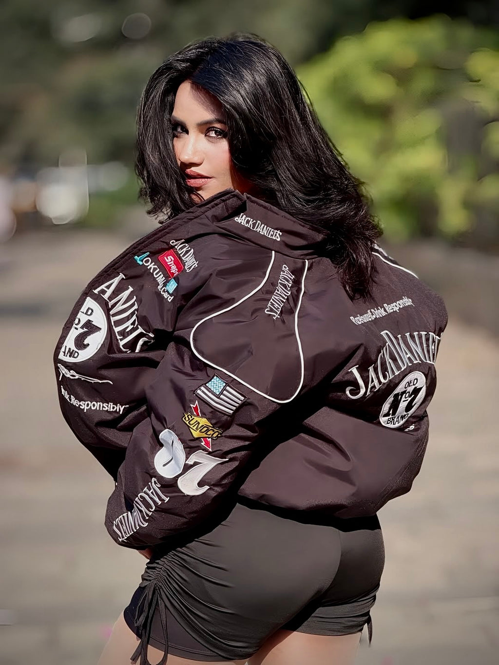 Black Racing Jacket JD  – Parachute Fabric with Embroidered Logo by Streetwear Clothings