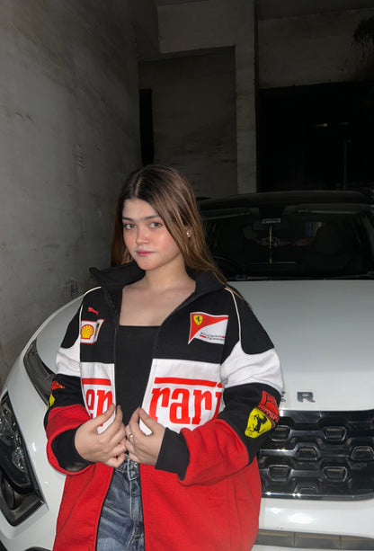 Ferrari F1 Tricolor Premium Puffer Printed Racing Jacket : Stylish Racing Apparels