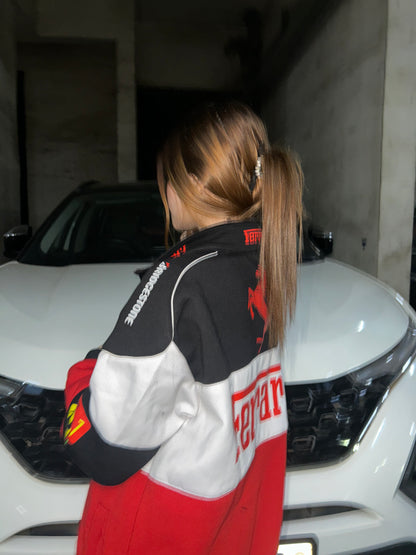 Ferrari F1 Tricolor Premium Puffer Printed Racing Jacket : Stylish Racing Apparels