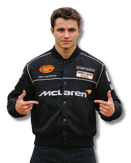 McLaren racing jacket for men, premium motorsport style outerwear with sporty streetwear look