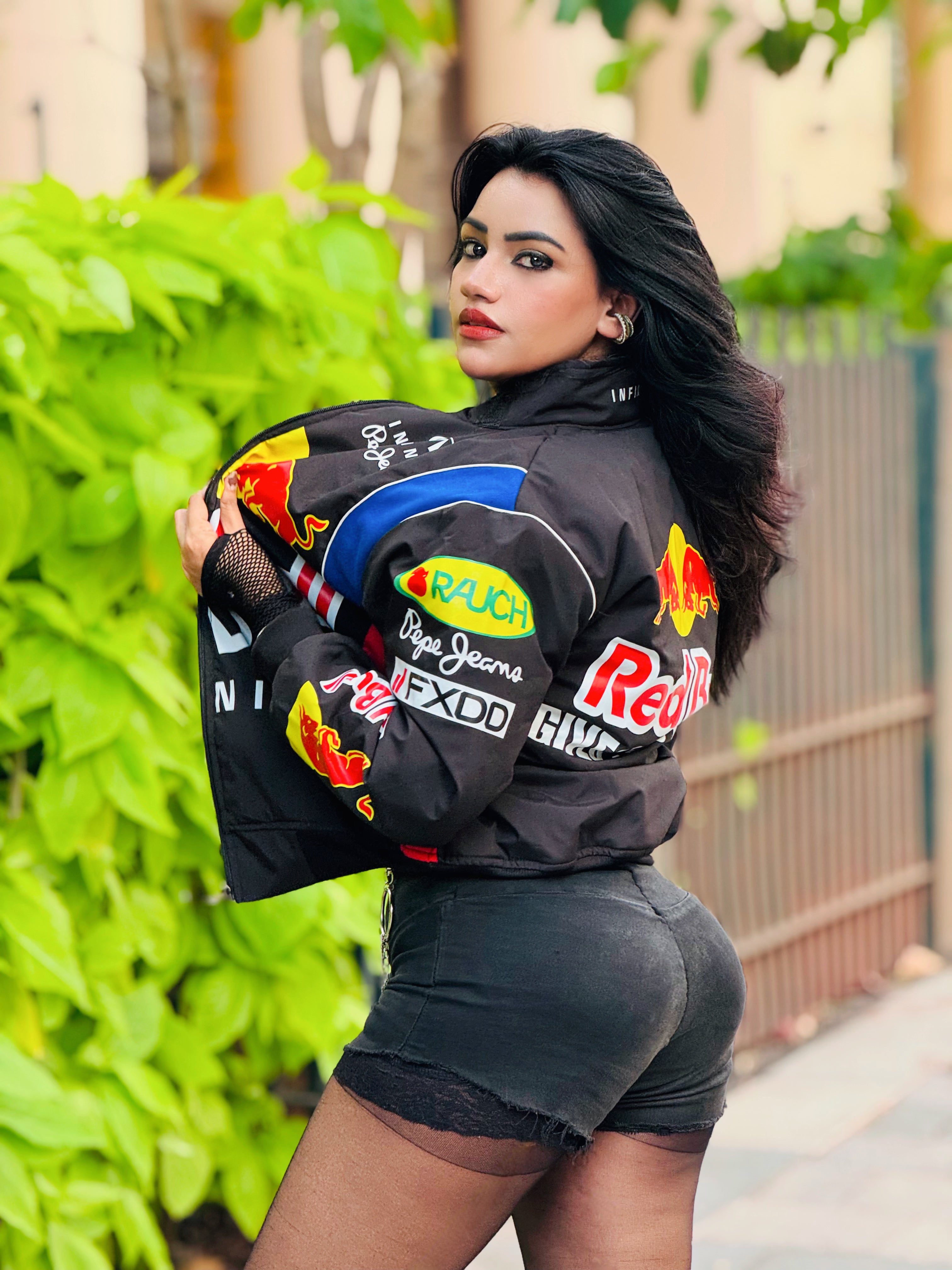 Racing inspired jacket with bold motorsport aesthetic, comfortable casual wear for everyday style