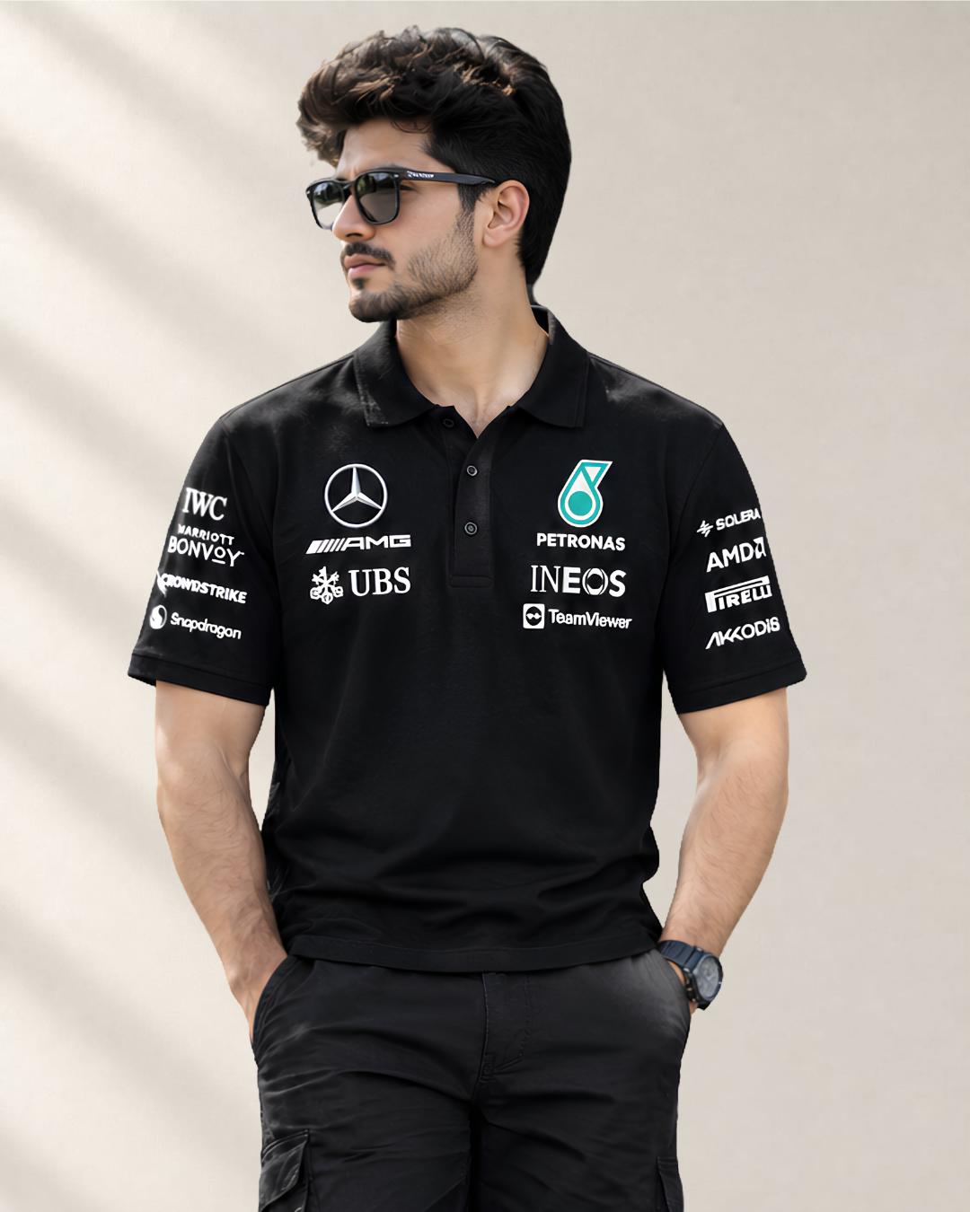 F1 Inspired Black Polo Shirt