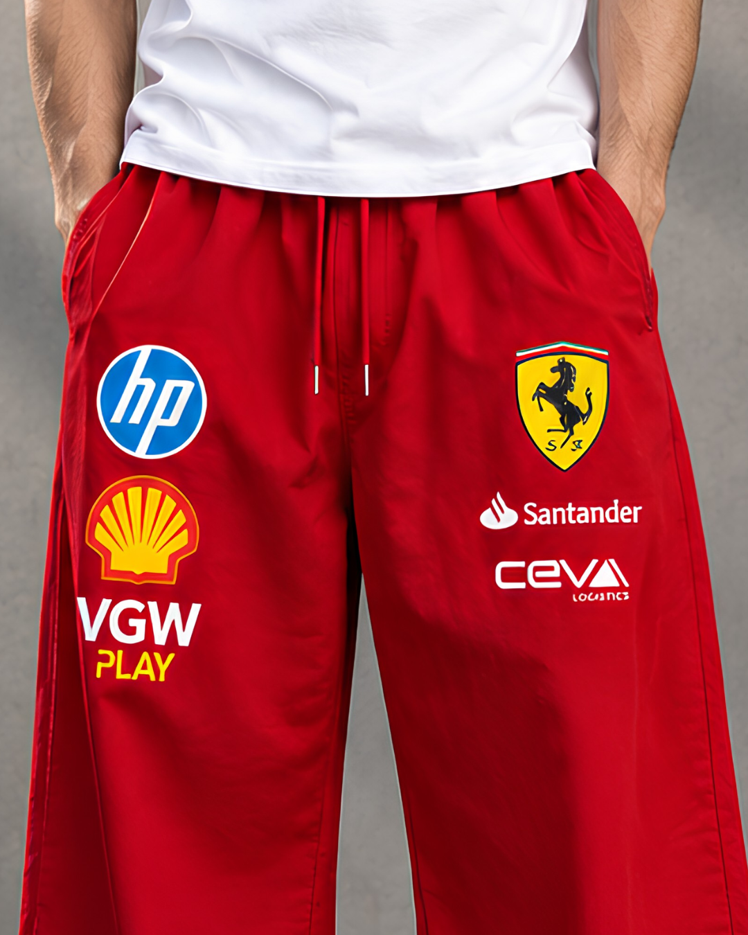 Motorsport inspired red joggers