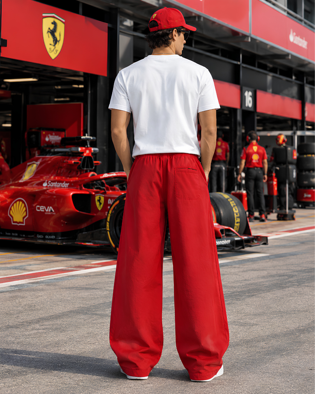Motorsport streetwear track pants red