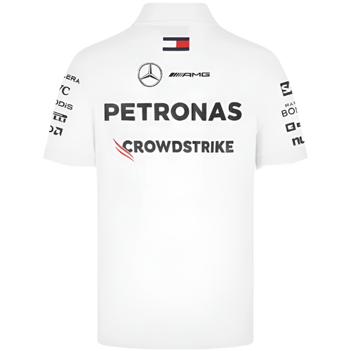 White motorsport polo t-shirt back design premium look