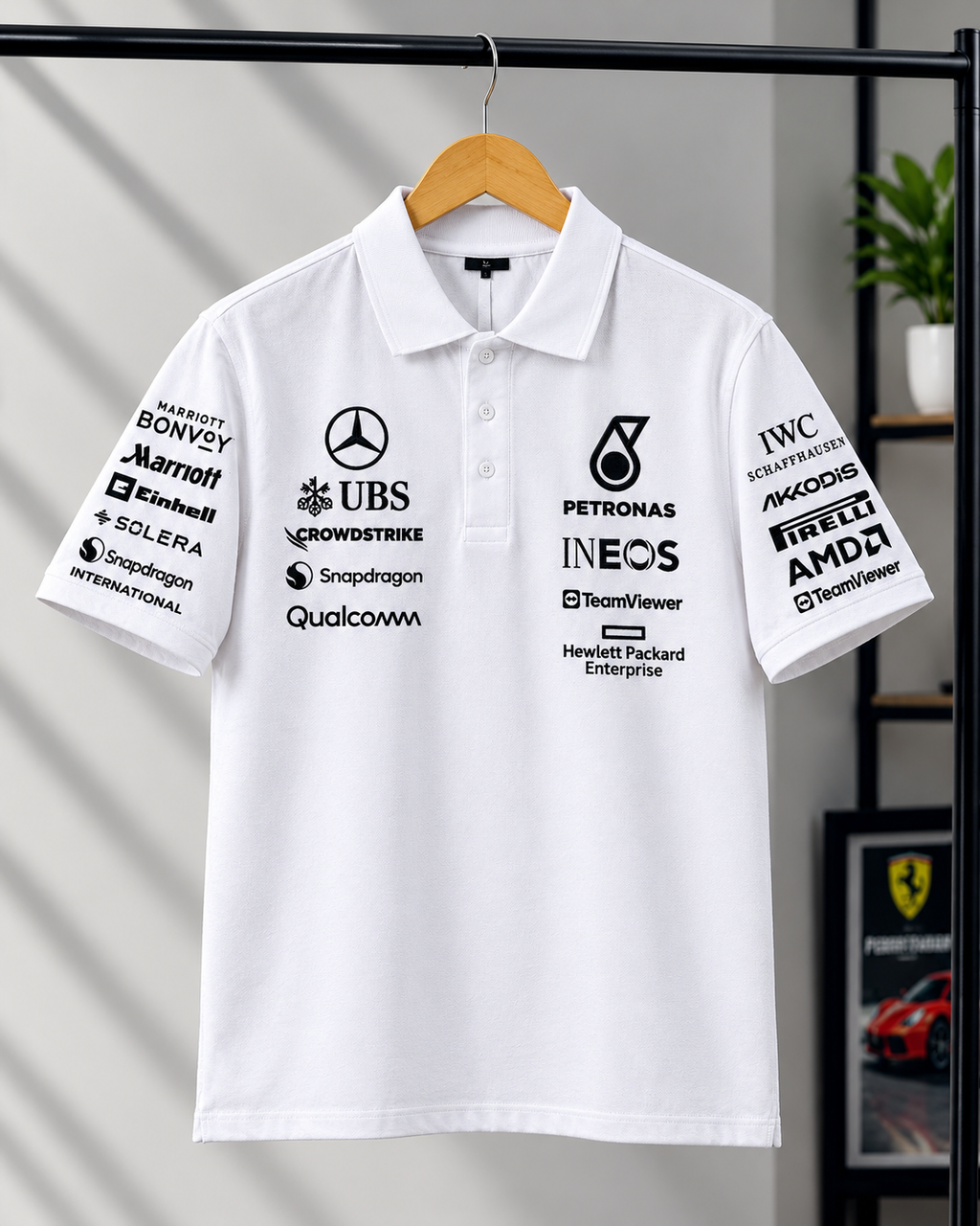 Petronas inspired white polo t-shirt front HD print