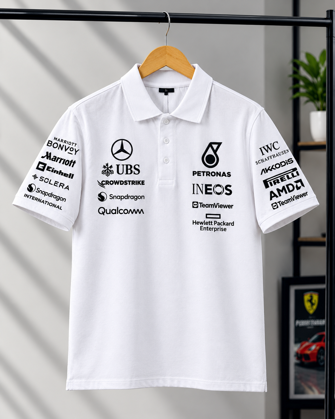 Petronas inspired white polo t-shirt front HD print