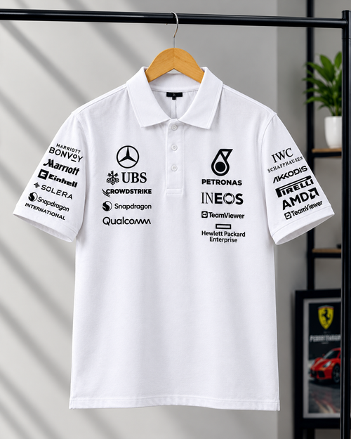Petronas inspired white polo t-shirt front HD print