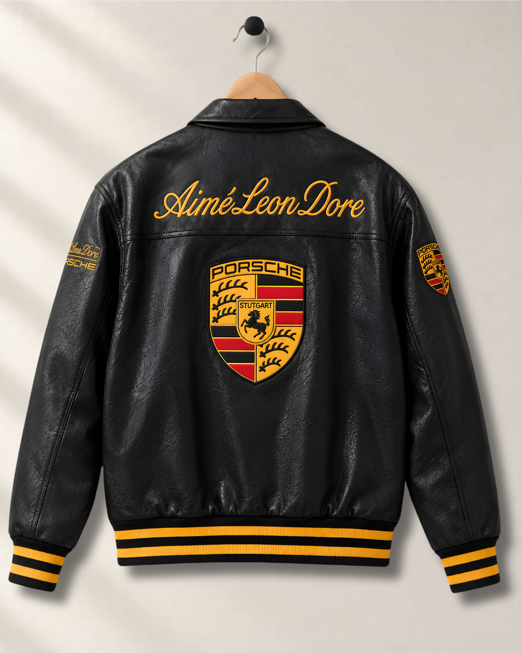 Porsche Inspired Black Leather Jacket
