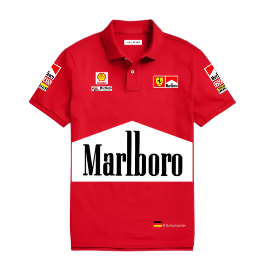 Marlboro inspired polo t-shirt front HD print vintage racing