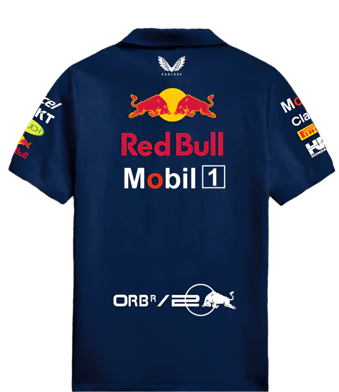 Navy blue motorsport polo t-shirt back design premium look