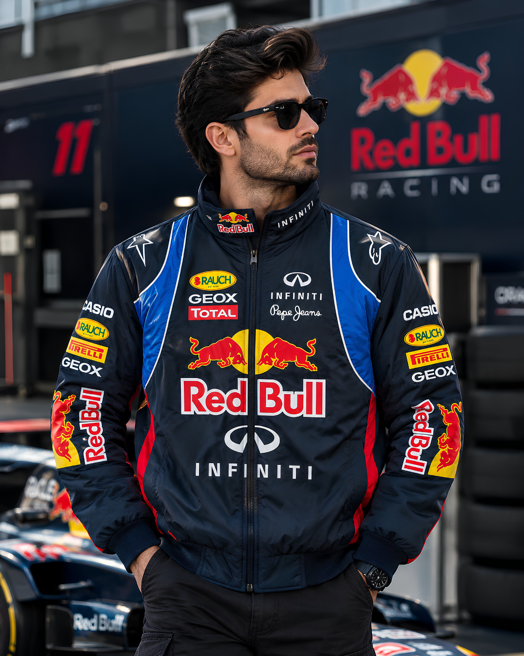 Navy Blue Red Bull Jacket