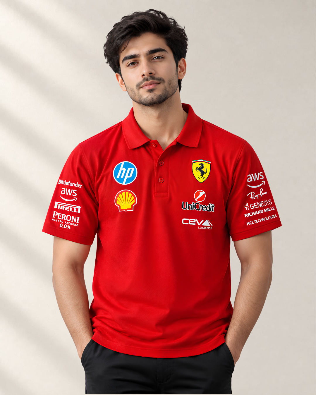 F1 inspired red polo t-shirt