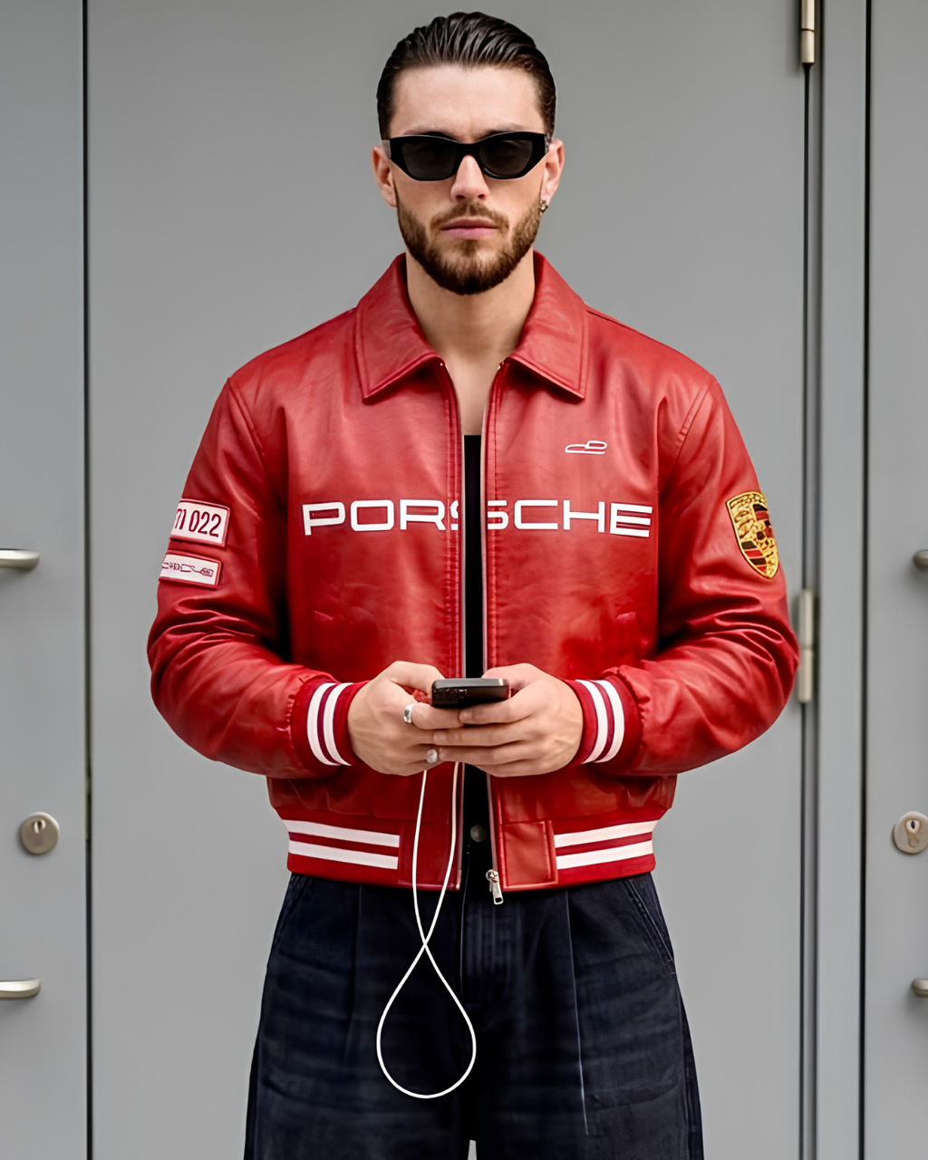 Red Porsche Inspired Leather Jacket
